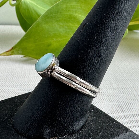 Larimar and Amber Silver Flip Ring Size 9.5 - Picture 6 of 14